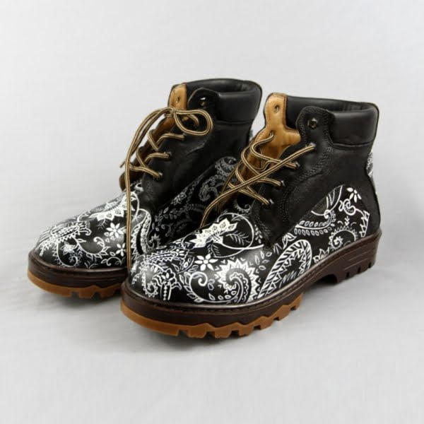 PERSIAN PAISLEY HAND-PAINTED LEATHER BOOTS