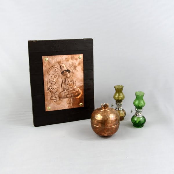 Qajar Man Hand Engraved Copper Frame