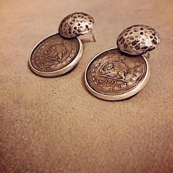 Lion and Sun Coin Earrings