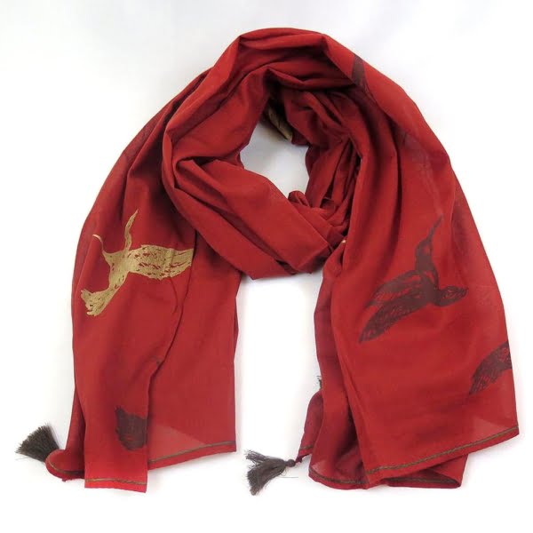 RED SUMMER SCARF, 100x 100cm