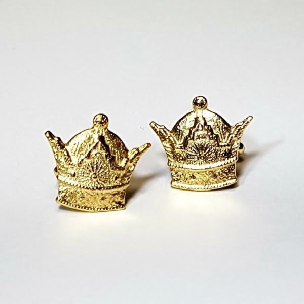 Pahlavi Crown Cufflinks, Gold Plated 925 Silver