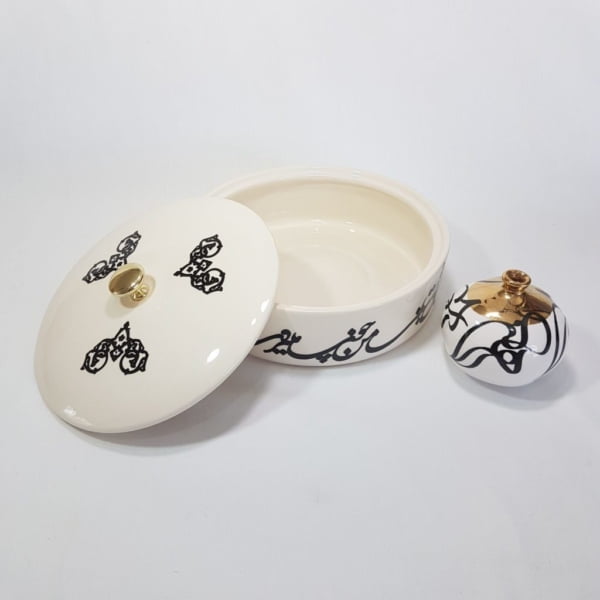 Calligraphy Art Serving Bowl with Lid