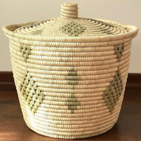 Persian Woven Large Storage Basket with Lid