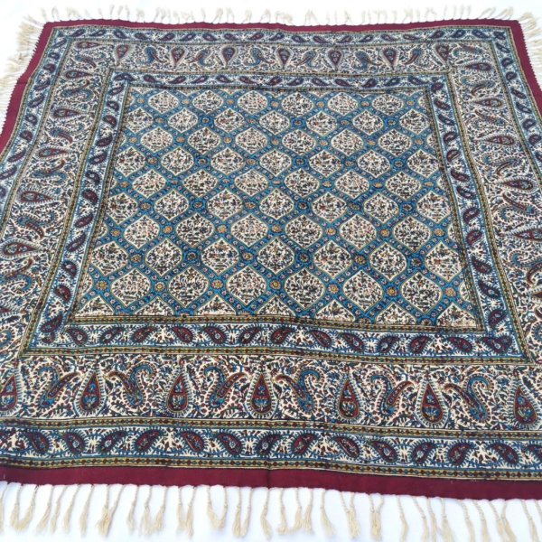 Elegant Square Ghalamkari Tablecloth 1 x 1m