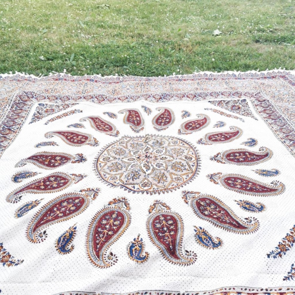 200 x 200cm Ghalamkar Hand Printed Textile Tablecloth