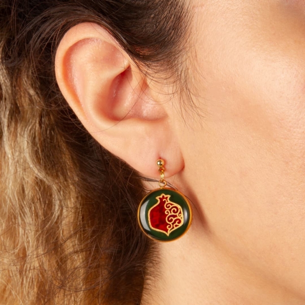 24k Gold Pomegranate Pattern Earrings
