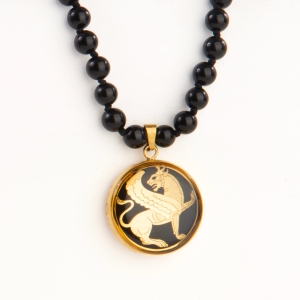 24k Gold Winged Lion Necklace Gold