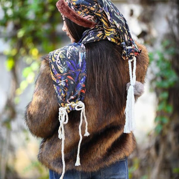 Persian Calligraphy Hat and Scarf Set