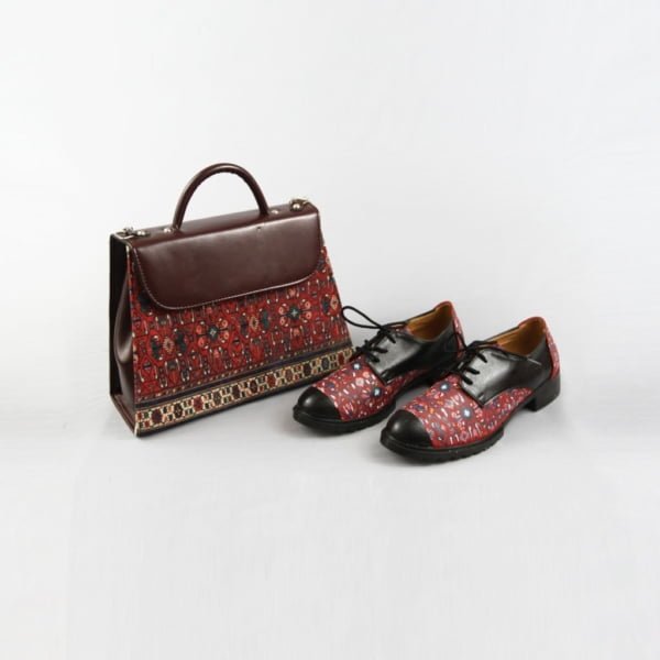 CARPET PATTERN LEATHER BRIEF CASE