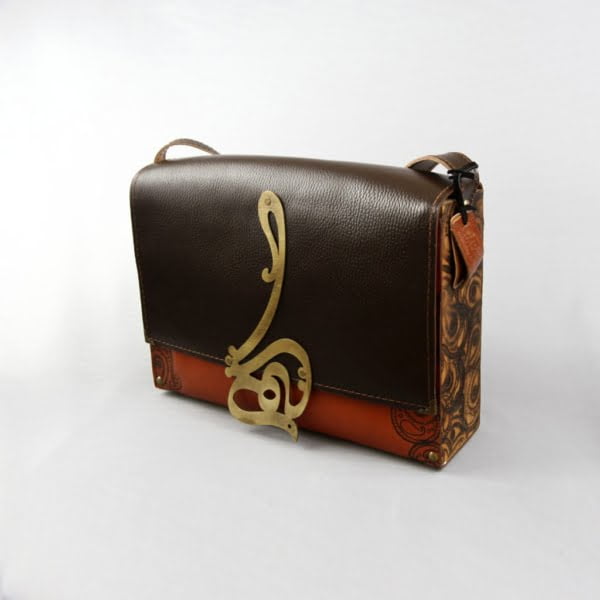 Calligraphy Leather Shoulder Bag