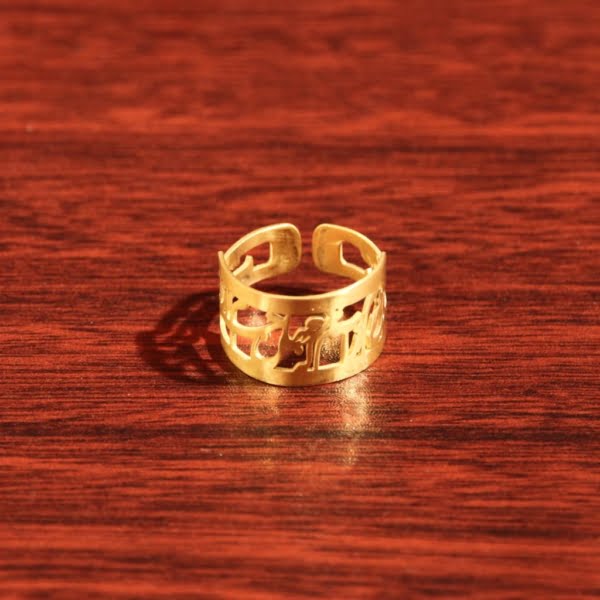 PERSIAN POEM GOLD PLATED BRASS RING