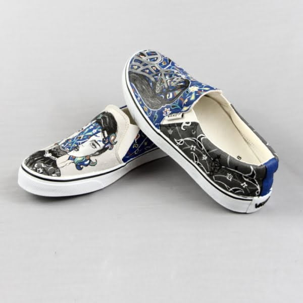 Hand-Painted Girl and Tile Casual Shoes
