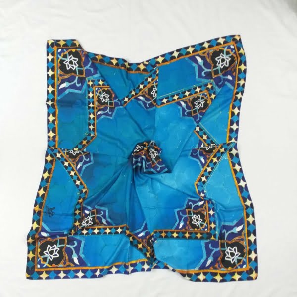 Blue Scarf with Tile Design