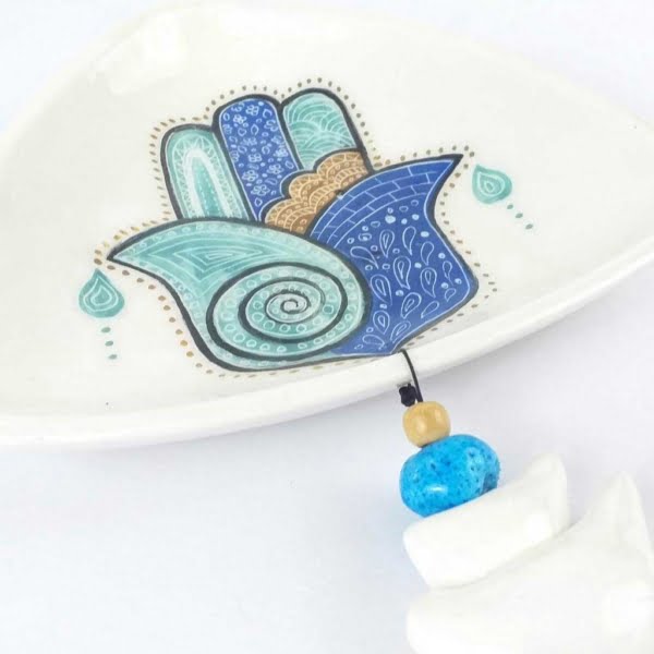 Eye Ceramic Wall Hanger with Acrylic Painting