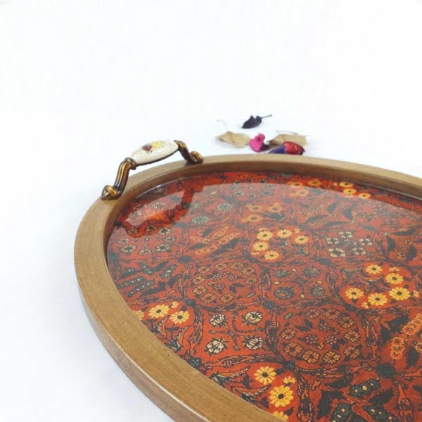 Persian Rug Oval Wooden Tray