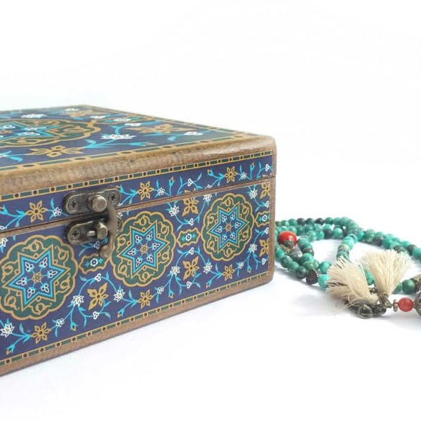 Decorative Storage Box Dark Blue 20 x 20cm