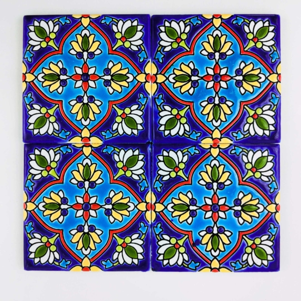 Eight Flowers Clay Tile (D104)