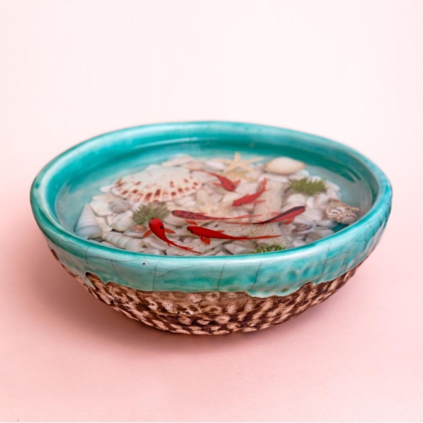 3d Goldfish Large Pottery Bowl