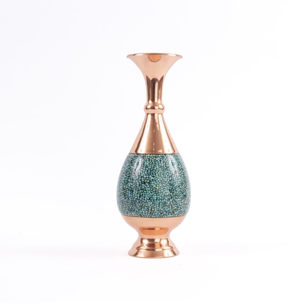 Firoozeh Koobi Turquoise on Copper Bonbon Dish and Vase Set