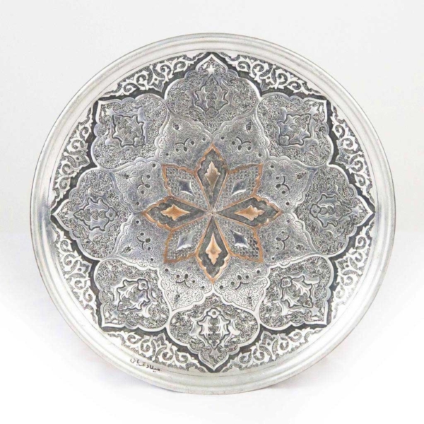 Flower Shah Abbasi Ghalam Zani Plate 25cm