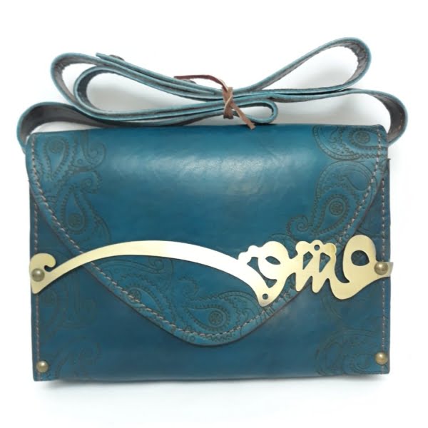 Love Calligraphy Blue Quilted Bag