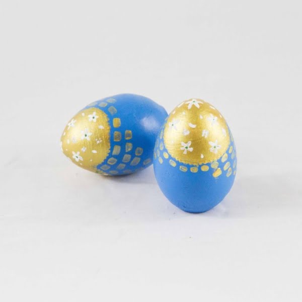 Persian Eggs Set of 2, Hand Painted Ceramic Eggs