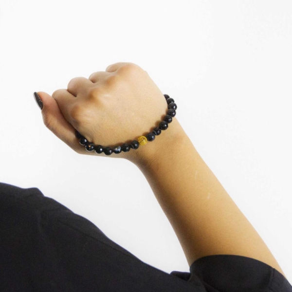 18k Golden Glob Sulemani Aqeeq Bracelet