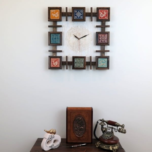 White Brass Plate Handmade Tile Clock