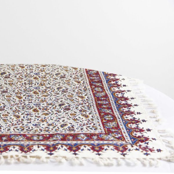 Floral Square Ghalamkari Tablecloth 1 x 1m