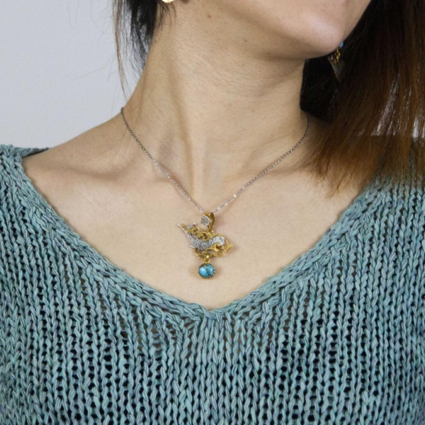 TURQUOISE & FISH NECKLACE