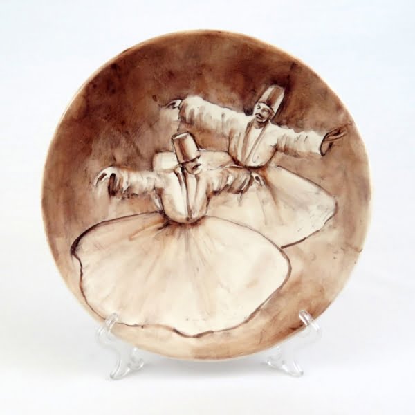 Sama Dancers, Hand Painted Ceramic Plate, 25cm