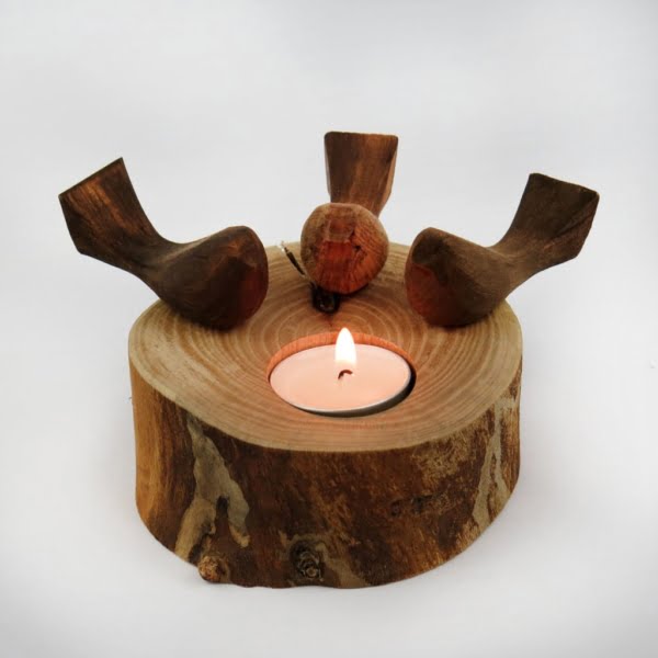 Triple Bird Handmade Candle Holder