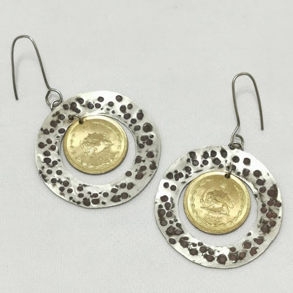 GOLDEN LION & SUN COIN EARRINGS