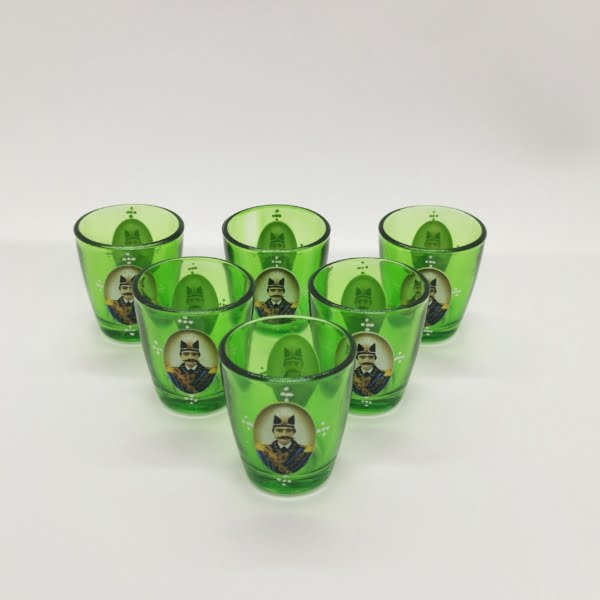 Set of 6 Green Gajar Shot Glasses, 30ml