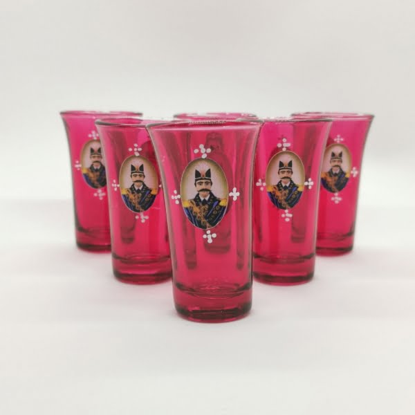 Set of 6 Red Gajar Shot Glasses, 60ml