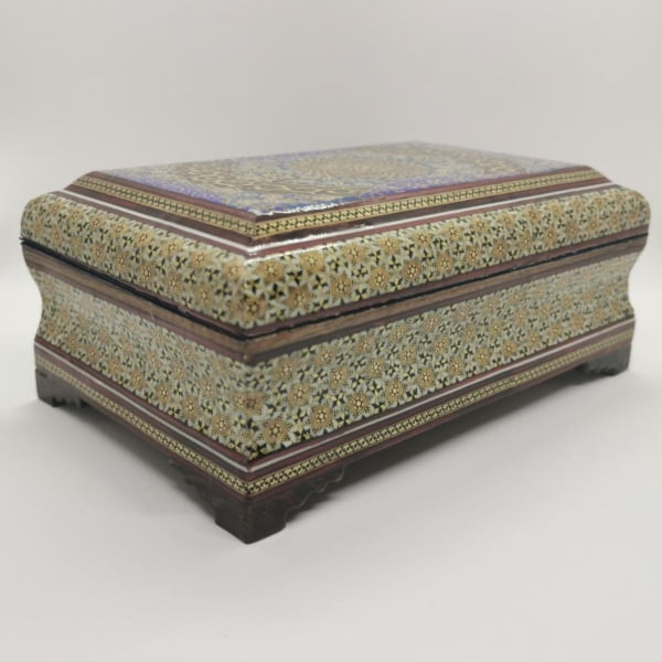 Large Tazhib Khatam Kari Jewellery Box, 22 x 14cm