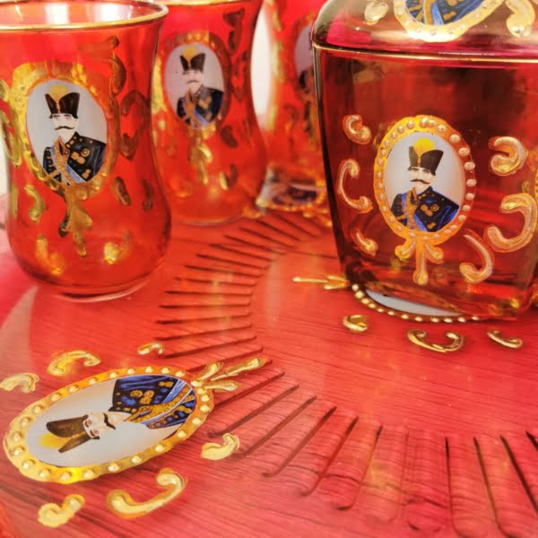 Shah Abbas Tea Set, Red