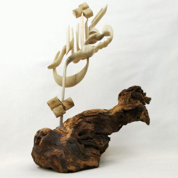 Lets Raise the Flower Handmade Wooden Calligraphy Sculpture