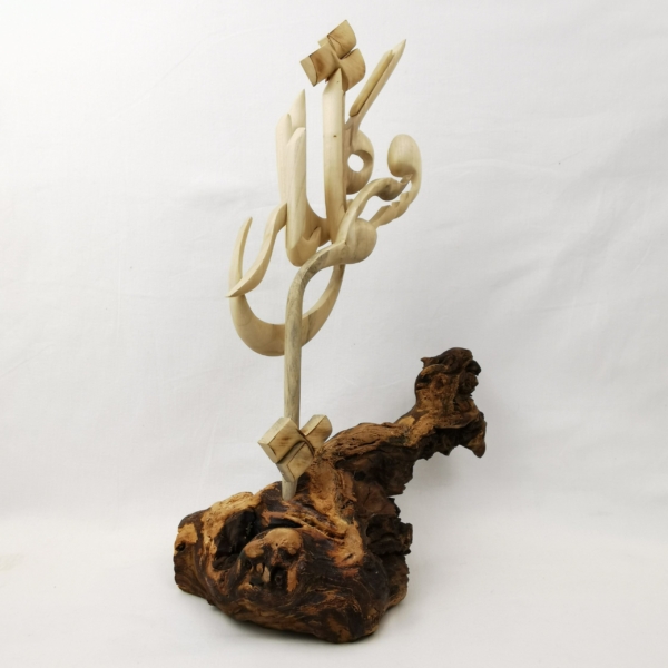 Lets Raise the Flower Handmade Wooden Calligraphy Sculpture