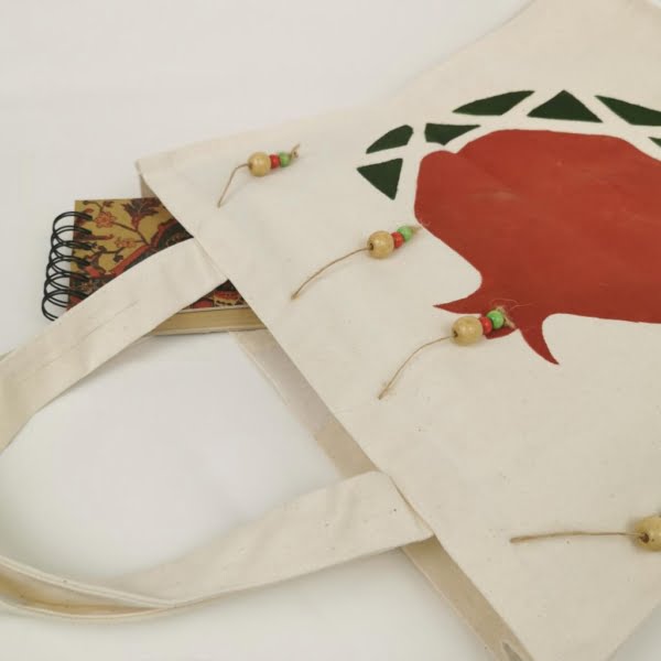 Handmade Tote Bag Evil Eye and Pomegranate