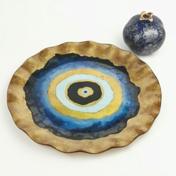 Evil Eye Glass Platter 30cm