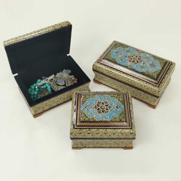 Tazhib Jewellery Boxes Khatam Kari Art