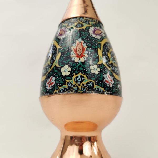 Painting on Copper Bonbon Dish and Vase Set