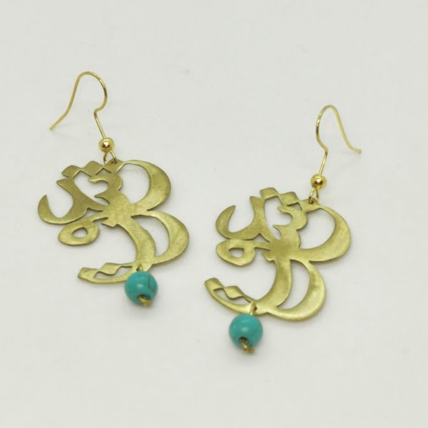 LOVE CALLIGRAPHY BRASS EARRINGS