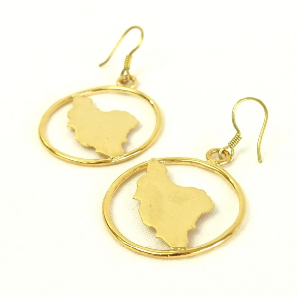 Iran Map Brass Earrings