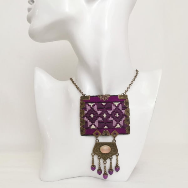 PURPLE TEARS BALOCHI NEEDLEWORK NECKLACE