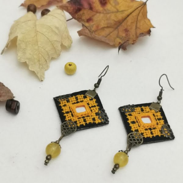 Canary Embroidery Earrings