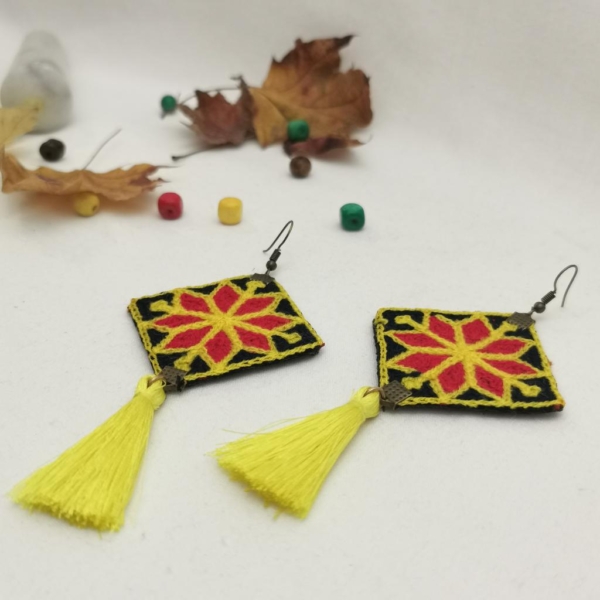 Yellow Tassel Balochi Earrings