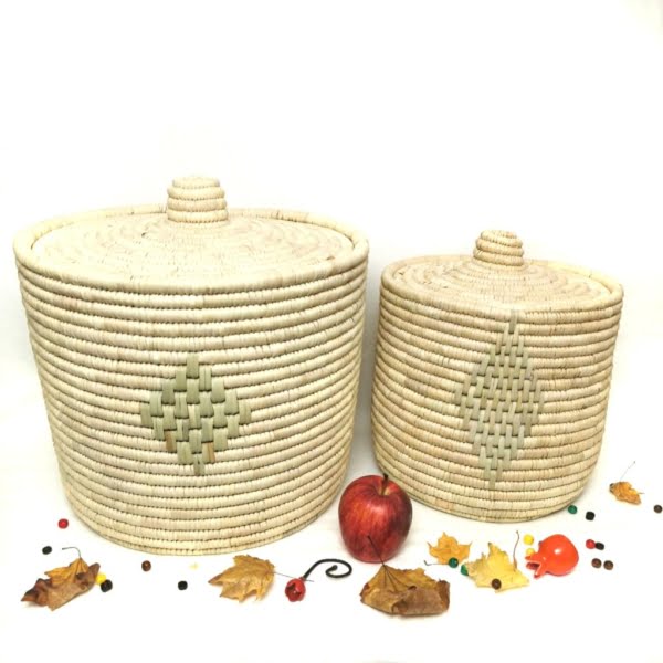 Persian Woven Storage Basket with Lid Set of 2