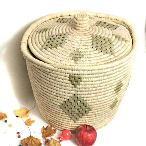 Persian Woven Large Storage Basket with Lid